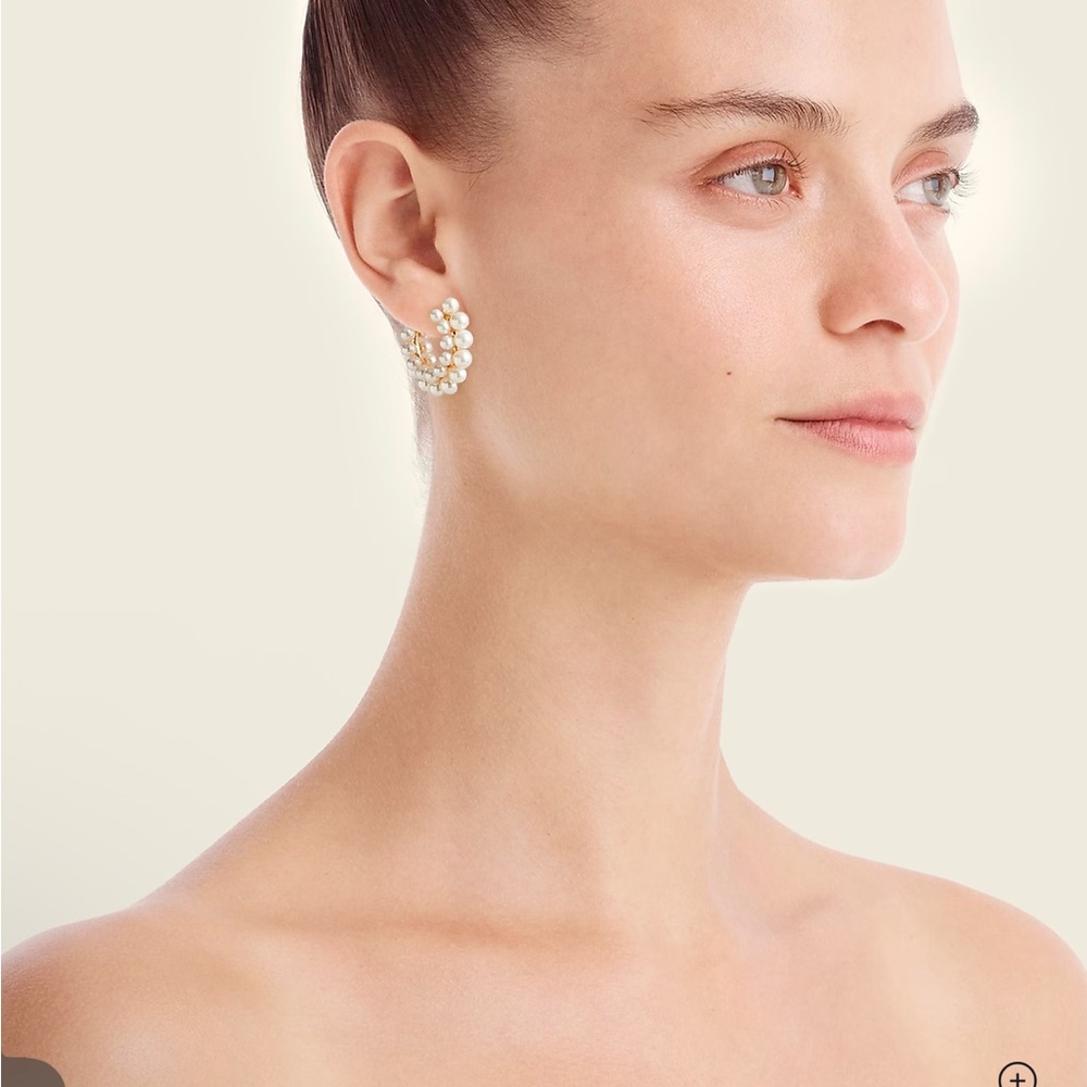 J.Crew Layered mini-pearl hoop earrings